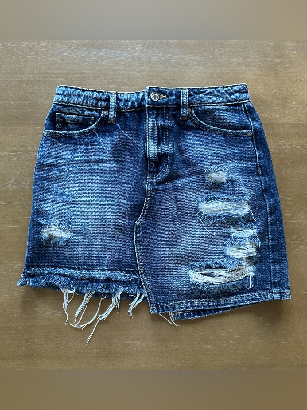 Distressed Denim Mini Skirt